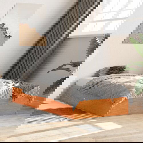 Furnova Posteljni okvir brez vzmetnice vo&amp;scaron;čeno rjav 75x190 cm borovina, (21942108) Slike