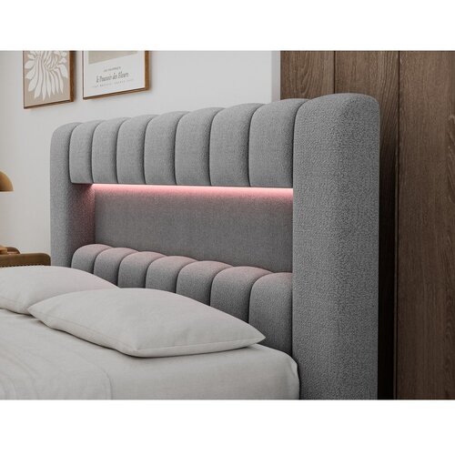 ELTAP Sivi tapecirani bračni krevet s prostorom za odlaganje s podnicom 140x200 cm Lamica &amp;ndash; Slike