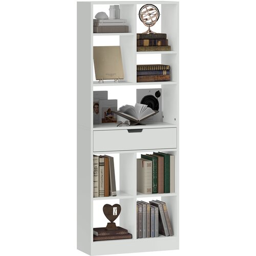 HOMCOM knjižna omara MDF, iverna plo&amp;scaron;ča 60D x 26&amp;Scaron; x 158V cm bela, (5000241813) Slike