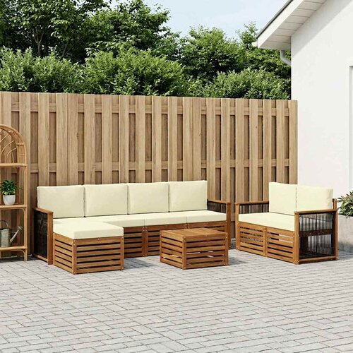  Set vanjskih sofa 7 kom. Prirodna i krem Čvrsto drvo akacije Cijene
