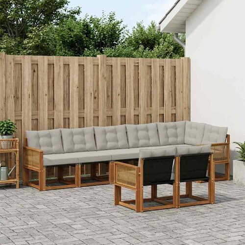  Set vanjskih sofa 8 kom. Prirodna i svjetlosiva Smeđa 302 x 124,5 x 73 cm Slike