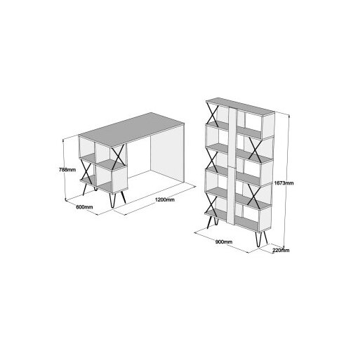 Hanah home Polica 120x78,8x60​cm Hrast-Crna Slike