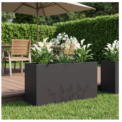 vidaXL Vrtna saksija Crna 100 x 30 x 49 cm Čelična vrata - Crna 100 x 30 x 49 cm 1 Cijene