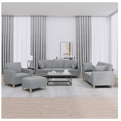 vidaXL 4-dijelni set sofa s jastucima svjetlosivi od tkanine Cijene
