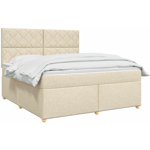  Boxspring krevet s madracem Krem 160 x 200 cm Tkanina 160 x 200 x 140.5 cm Slike