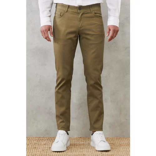 ALTINYILDIZ CLASSICS Men's Green Slim Fit Slim Fit Dobby 5 Pocket Casual Flexible Trousers