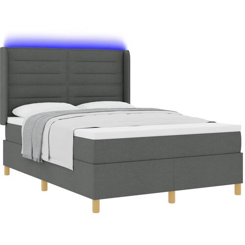  s opruga kutije s LED trakama Siva 160 x 200 cm tkanina Slike