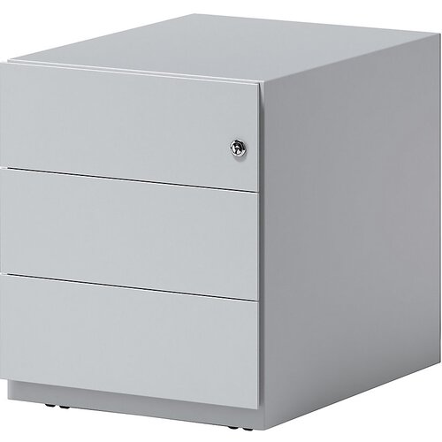 BISLEY Pomični predalnik Note™, 3 univerzalni predali, VxŠxG 495 x 420 x 565 mm, z oprijemalno letvijo, svetlo siv Cene
