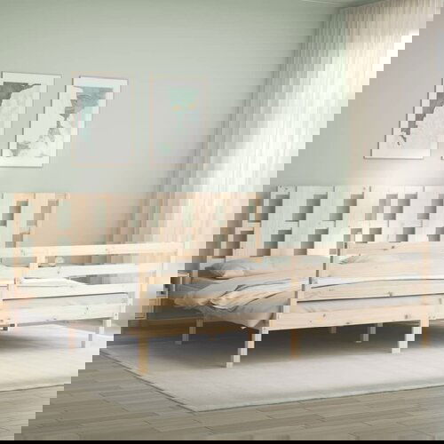 VidaXL Okvir kreveta s uzglavljem 200 x 200 cm od masivnog drva Slike