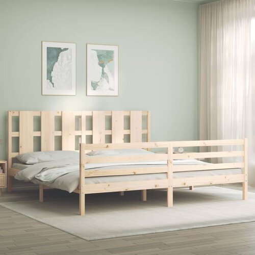 vidaXL Posteljni okvir z vzglavjem 200x200 cm trden les Cene