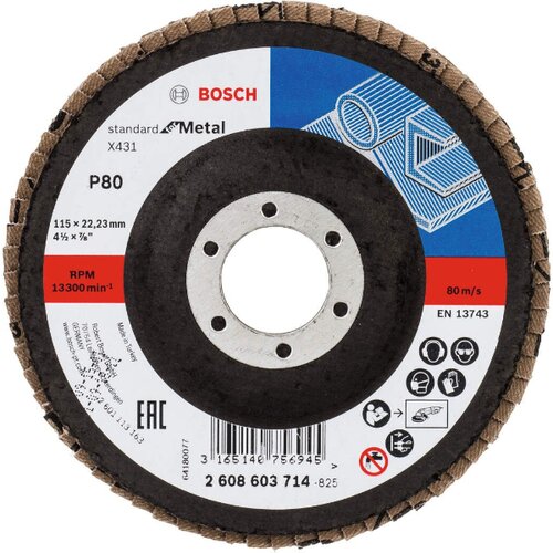 Bosch flap disk ravni X431 za metal standard 115mm Slike