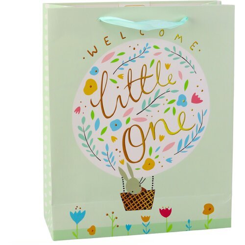 BIRTH Gift Bag Bunny Flowers Green 32 x 26 x 12 cm Cene