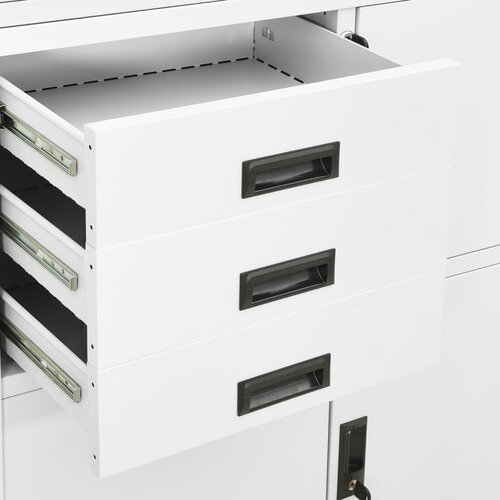  Uredski ormarić bijeli 90 x 40 x 180 cm čelični Slike