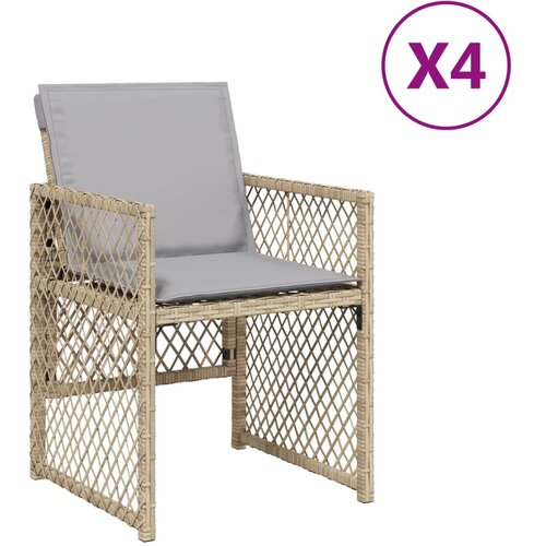 Maison Chic Vrtni stoli - Stol za vrt z blazinami 4 kosi bež poli ratan JS2214, (21876855) Slike