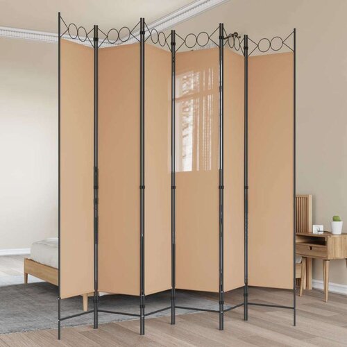  Razdjelnik prostora s 6 panela Bež 240 x 220 cm Tkanina - Bež 240 x 220 cm Cene