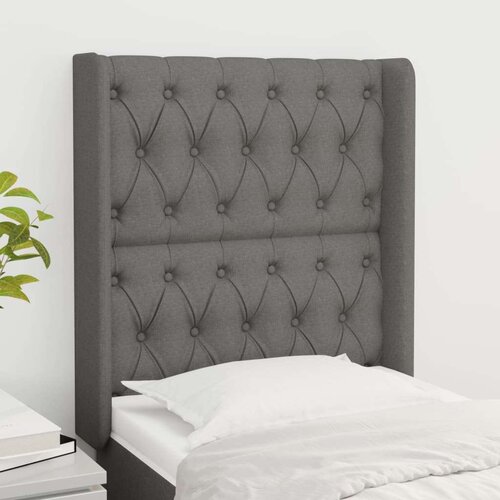  Vzglavje z u&amp;scaron;esi temno sivo 83x16x118/128 cm blago, (20793817) Slike