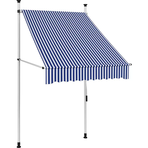 vidaXL Ročno zložljiva tenda 100 cm modre in bele črte