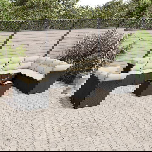 vidaXL 10-dijelni set vrtnih sofa s jastucima crni od poliratana Cijene