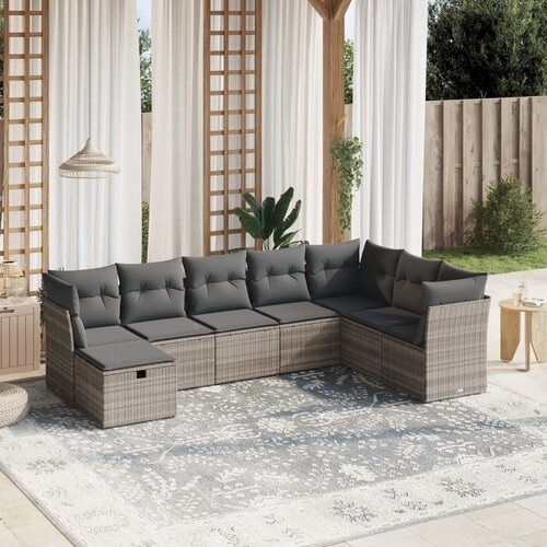vidaXL 8-dijelni set vrtnih sofa od poliratana s jastucima svjetlosivi Cijene