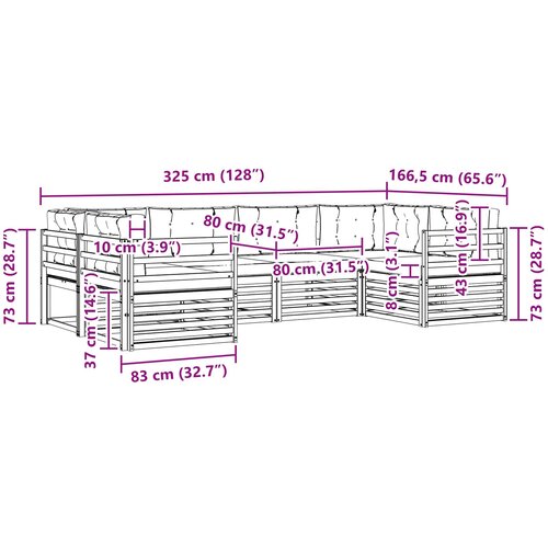  Set vanjskih sofa 6 kom. Prirodna i svijetlo siva 325 x 166,5 x 73 cm Slike