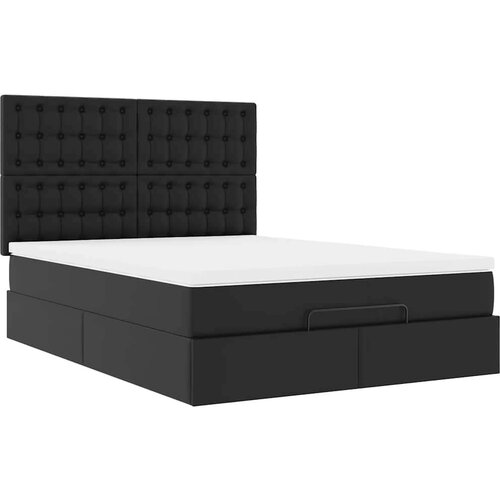  Otomanski krevet s madracem crni 140x190 cm umjetna koža - Crna 140 x 190 cm Slike