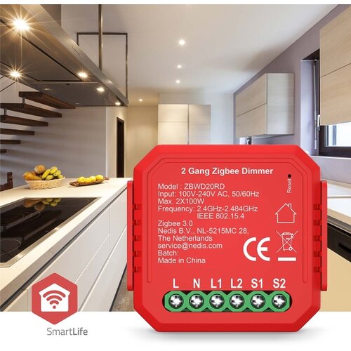 Nedis ZBWD20RD - Pametni dvokanalni prigu&amp;scaron;iva SmartLife 230V Slike