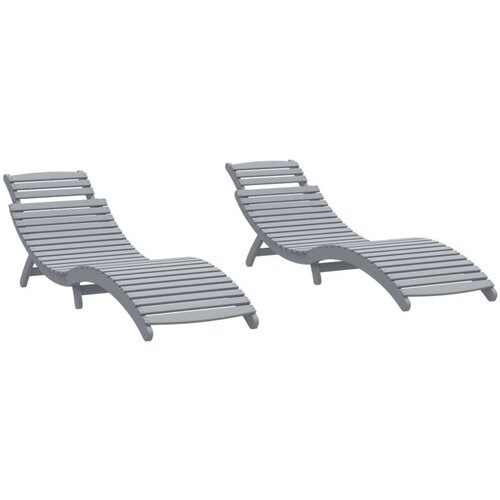 VidaXL Ležaljke za sunčanje 2 kom sive 184x55x64 cm Puno drvo bagrem Slike