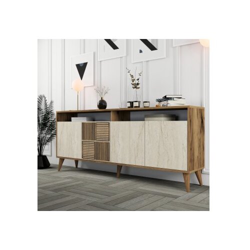 Hanah home milan - walnut, travertine walnuttravertine console Slike