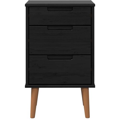  Noćni ormar s ladicama Crna 40 x 35 x 65 cm Masivna borovina - Crna Slike
