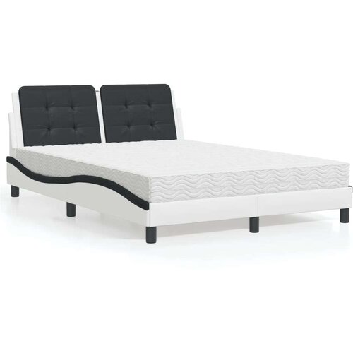  Krevet s madracem bijeli i crni 140 x 190 cm od umjetne kože - Bijela i crna 140 x 190 cm Cijene