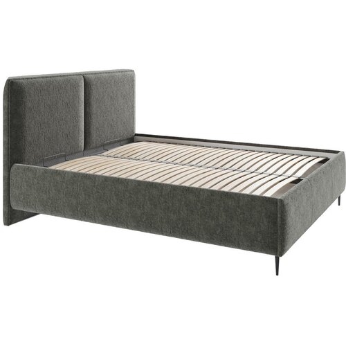 MID.YOU OBLAZINJENA POSTELJA 140 cm x 200 cm , les, tekstil, leseni material antracit Slike