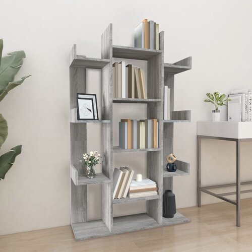 VidaXL Knjižna omara siva sonoma 86x25,5x140 cm inženirski les Slike