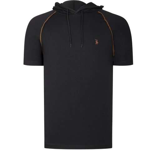 Dewberry T8570 HOODED MEN'S T-SHIRT-PLAIN BLACK Cene