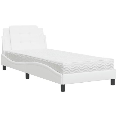 vidaXL Postelja z vzmetnico bela 90x200 cm umetno usnje, (21112410) Cene