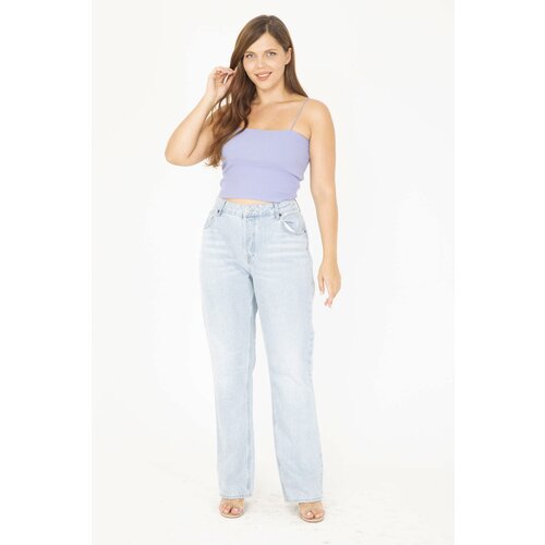 Şans Women's Plus Size Blue 5-Pocket Jeans Pants Slike
