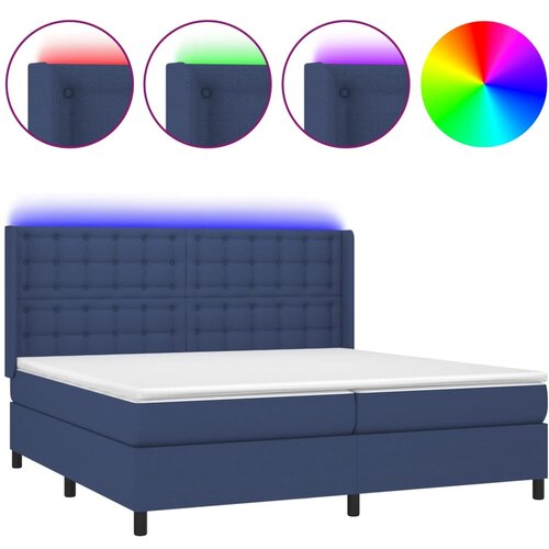 Maison Chic Box spring postelja - Vzmetna postelja z vzmetnico LED modra 200x200 cm blago SL8963, (21904277) Cene
