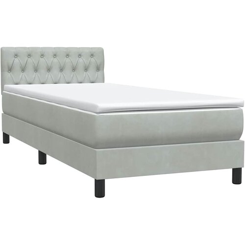 Box Spring krevet s madracem i LED svijetlo sivi 80x220 cm samt Slike
