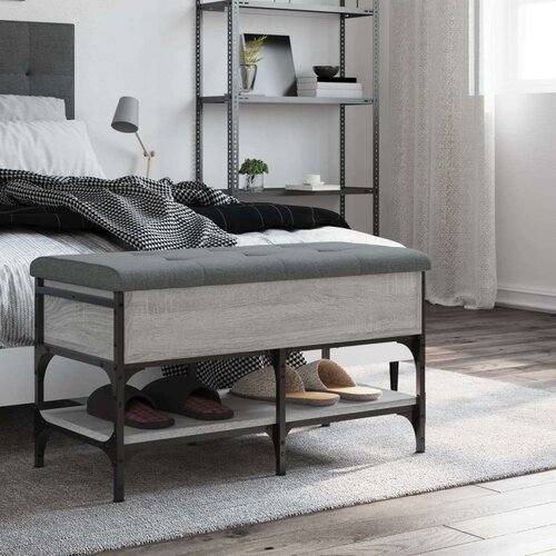  Klupa za cipele siva boja hrasta 82x42x45 cm konstruirano drvo Slike