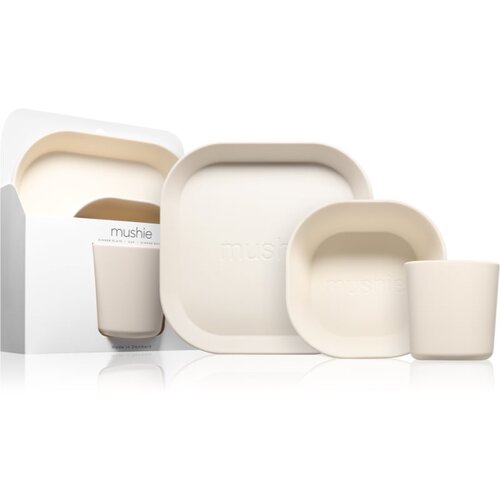 Mushie Dinnerware Set komplet pribora za jelo za djecu 6m+ Ivory 3 kom Slike