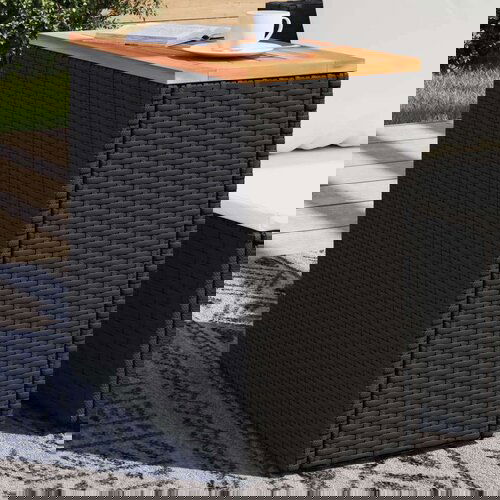  Vrtni stol sa drvenom pločom crni 58x27 5x55 cm od poliratana Slike