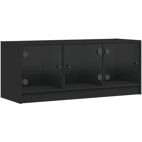 Maison Chic TV omarica - TV stojalo - Televizijska omarica s steklenimi vrati črna 102x37x42 cm, (21700779) Slike