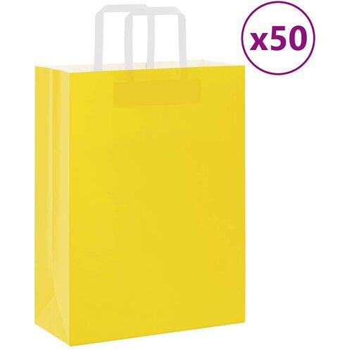  Papirnate vrećice 50 kom s ručkama žute 26x12x35 cm Slike