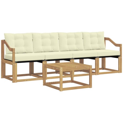 vidaXL Zunanja garnitura za sedenje z blazino 5 pcs Bela in krem, (5000280090) Cene