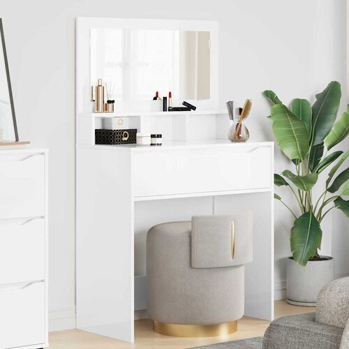 vidaXL Toaletne mize za spalnice Visok sijaj bela 80 x 39,6 x 135 cm Cene