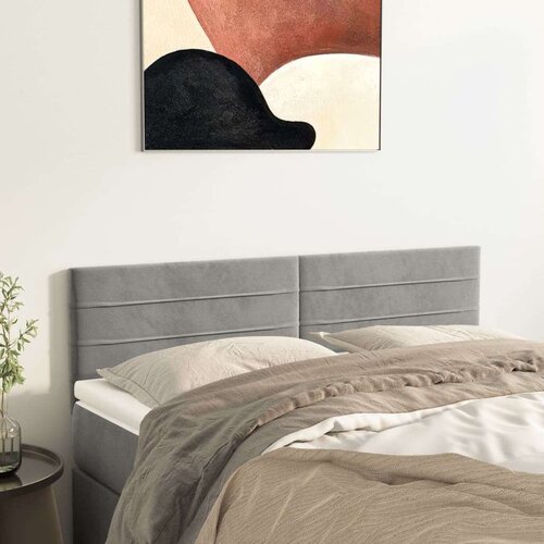  Posteljno vzglavje 2 kosa svetlo sivo 72x5x78/88 cm žamet, (20735438) Slike