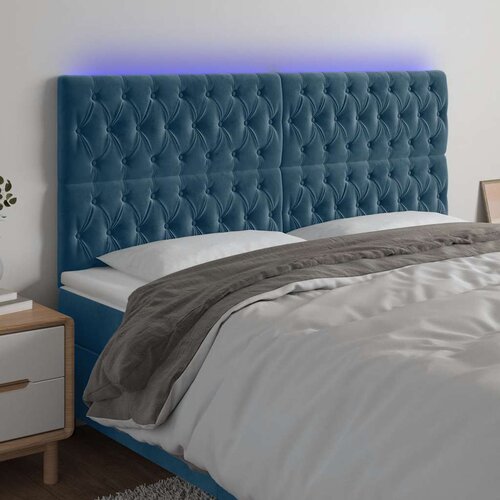  LED uzglavlje tamnoplavo 200x7x118/128 cm od tkanine Cijene