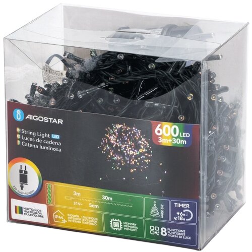 Aigostar led rgby spolja&amp;scaron;nja božićna girlanda 600xLED/6W/230V/8 funkcija 30m IP44 Slike