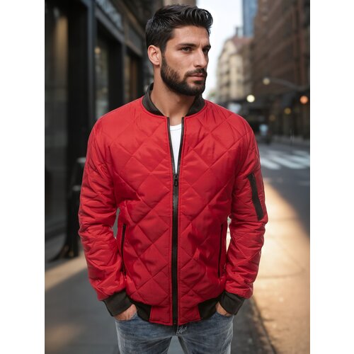 DStreet Kurtka męska pikowana bomber jacket czerwona Slike