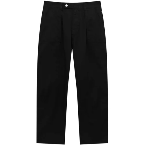 Pull&Bear Hlače z naborki črna
