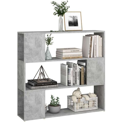 VidaXL Knjižna omara za razdelitev prostora betonsko siva 100x24x94 cm Slike
